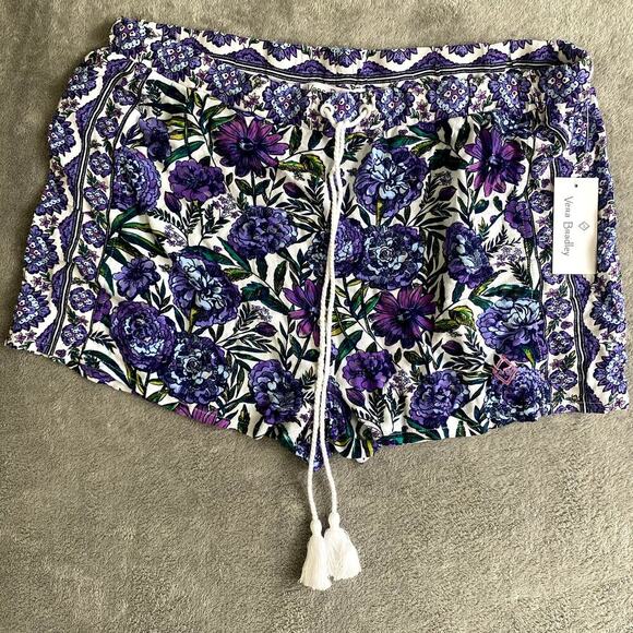 Vera Bradley Floral Printed Rayon Drawstring Shorts Size Large NWT - Picture 1 of 6